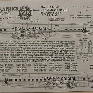 1/144 AMERICAN AIRLINES DC-6B AIRWAY GRAPHICS DECALS
